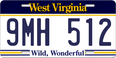 WV license plate 9MH512