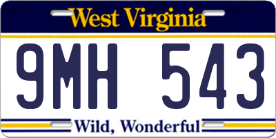 WV license plate 9MH543