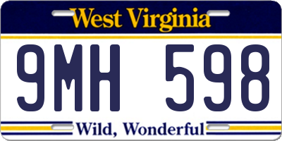 WV license plate 9MH598