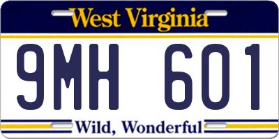 WV license plate 9MH601