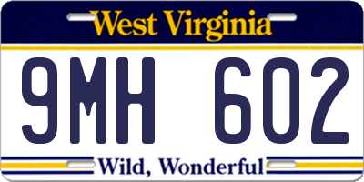 WV license plate 9MH602