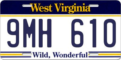 WV license plate 9MH610