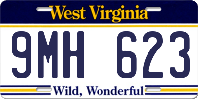 WV license plate 9MH623