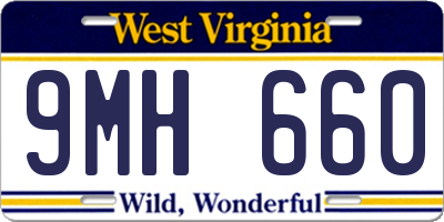 WV license plate 9MH660