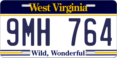 WV license plate 9MH764