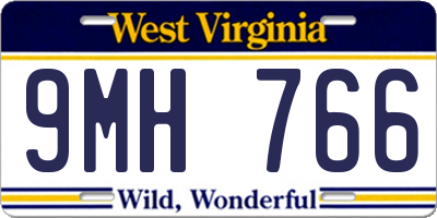 WV license plate 9MH766