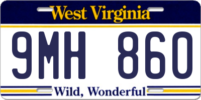 WV license plate 9MH860