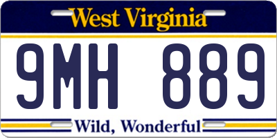 WV license plate 9MH889