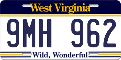 WV license plate 9MH962