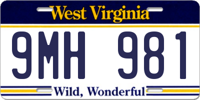 WV license plate 9MH981