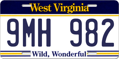 WV license plate 9MH982