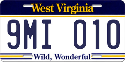 WV license plate 9MI010