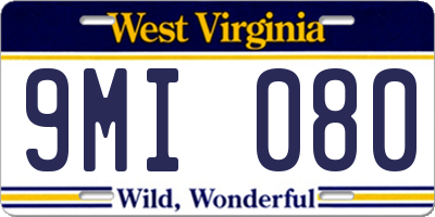 WV license plate 9MI080