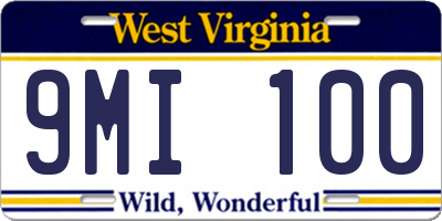 WV license plate 9MI100