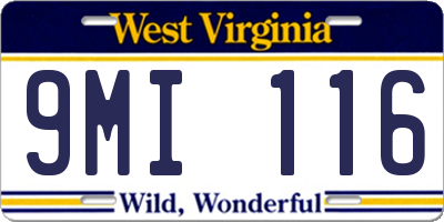 WV license plate 9MI116