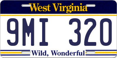 WV license plate 9MI320