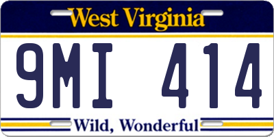 WV license plate 9MI414