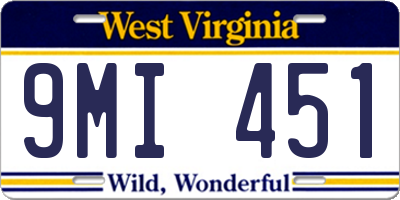 WV license plate 9MI451