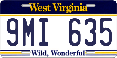 WV license plate 9MI635