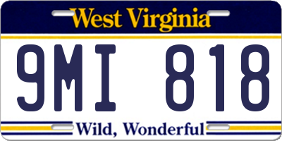 WV license plate 9MI818