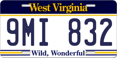 WV license plate 9MI832