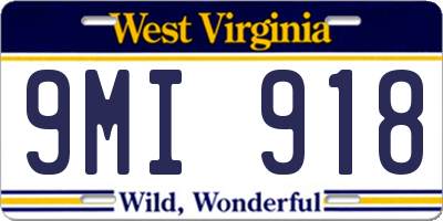 WV license plate 9MI918