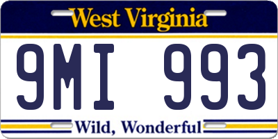 WV license plate 9MI993