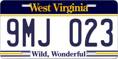 WV license plate 9MJ023
