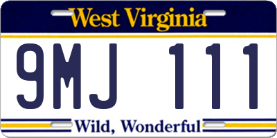 WV license plate 9MJ111