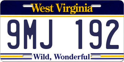 WV license plate 9MJ192