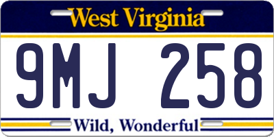 WV license plate 9MJ258