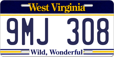 WV license plate 9MJ308
