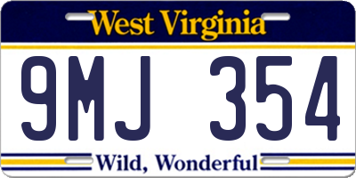 WV license plate 9MJ354