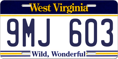 WV license plate 9MJ603