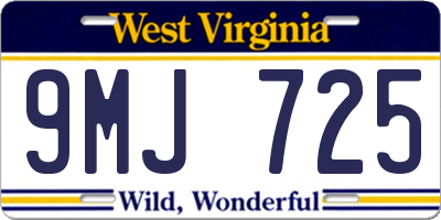 WV license plate 9MJ725