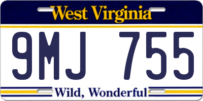WV license plate 9MJ755