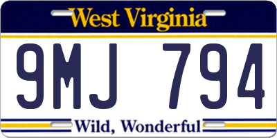 WV license plate 9MJ794