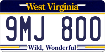WV license plate 9MJ800