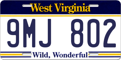 WV license plate 9MJ802