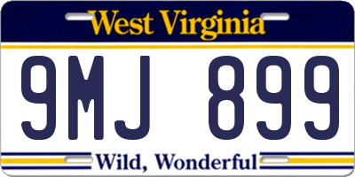 WV license plate 9MJ899