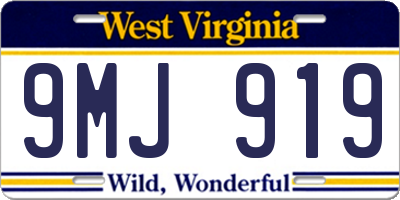 WV license plate 9MJ919