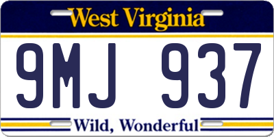 WV license plate 9MJ937