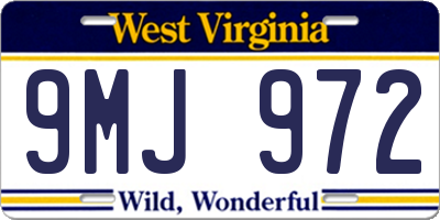 WV license plate 9MJ972