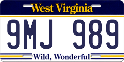 WV license plate 9MJ989