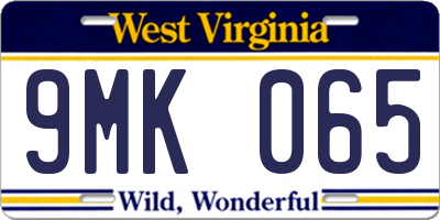 WV license plate 9MK065
