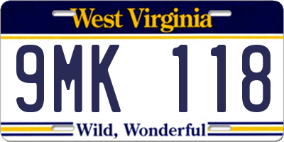 WV license plate 9MK118