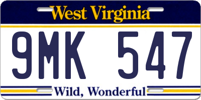 WV license plate 9MK547