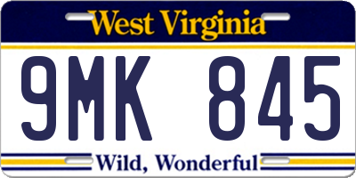 WV license plate 9MK845