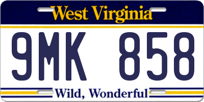 WV license plate 9MK858
