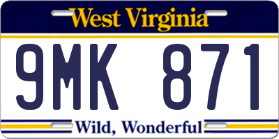 WV license plate 9MK871